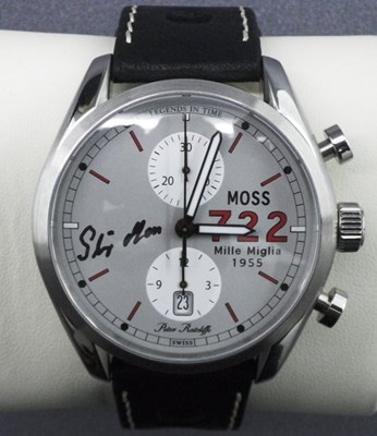 Lot 138 - Moss 722 chronograph wristwatch (Signed by Stirling Moss)