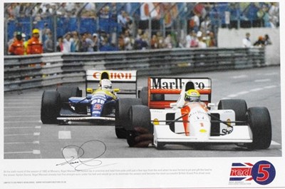 Lot 101 - Mansell chasing Senna glazed print