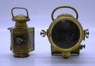 Lot 19 - Two brass oil lamps