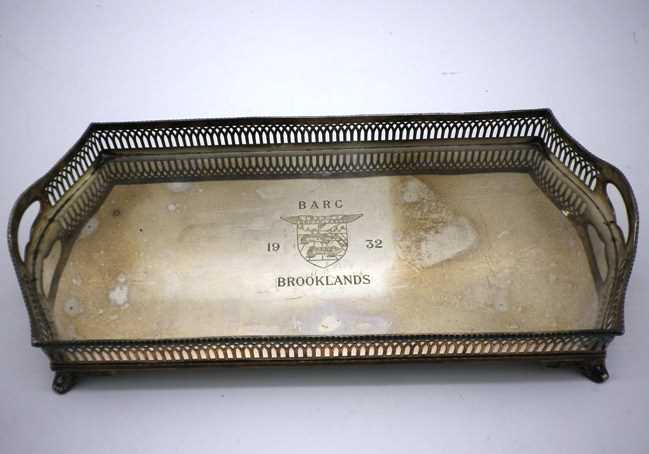 Click for high resolution Lot 79 - EPNS tray with galleried sides and claw feet