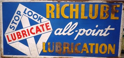 Lot 69 - Richlube lubrication tin sign