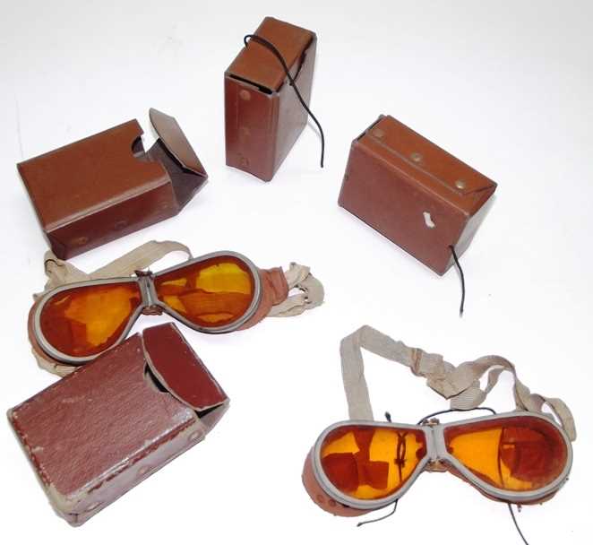 Lot 59 - Two pairs of early motoring goggles