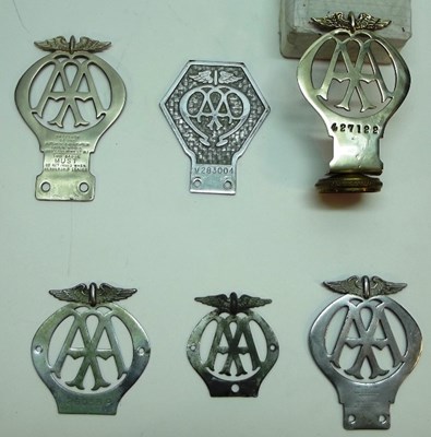 Lot 009 - Six early AA badges