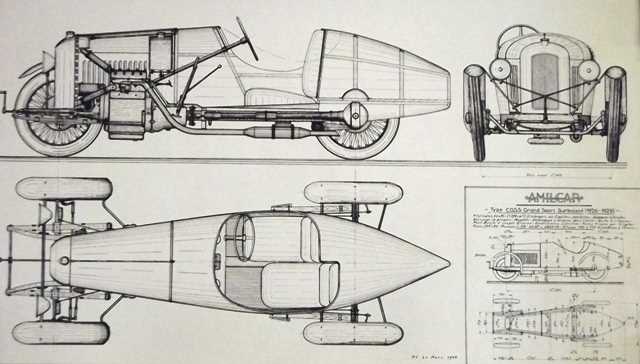 Lot 9 - Eight Amilcar line drawings