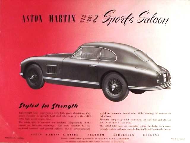 Lot 67 - Aston Martin DB2 sports saloon brochure