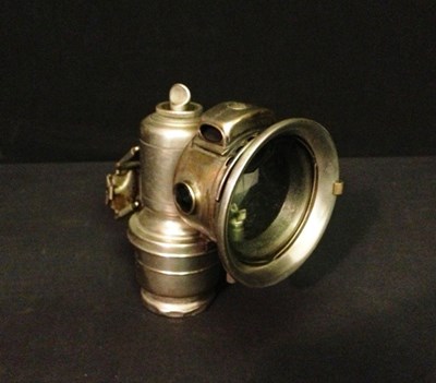 Lot 202 - Motor-cycle front carbide lamp by Lucas