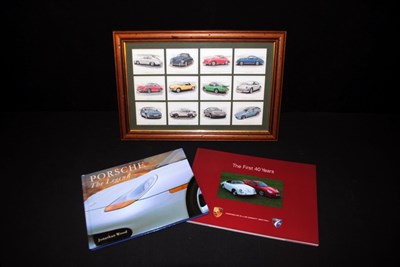 Lot 069 - Porche books and cards frame