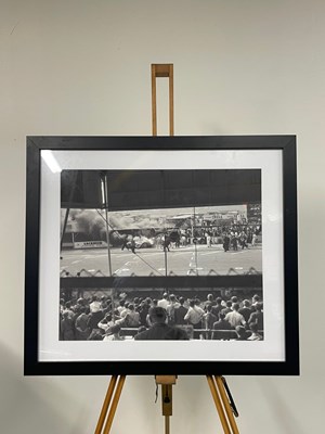 Lot Framed print of Aston Martin fire at Le Mans