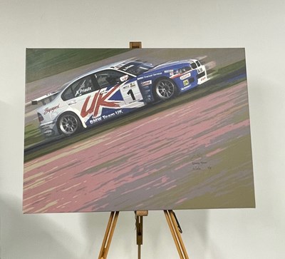 Lot A print on canvas of World Touring Car Champion Andy Priaulx