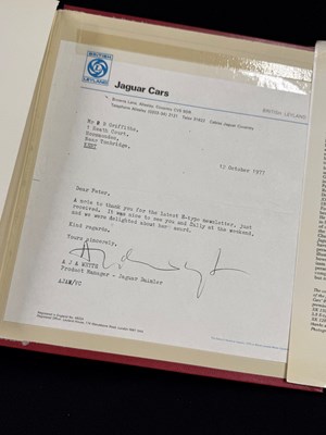 Lot Important historical multi signed Jaguar Sportscar book by key Jaguar people from 1970 to 1980 including Sir William Lyon’s