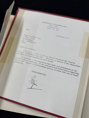 Lot Important historical multi signed Jaguar Sportscar book by key Jaguar people from 1970 to 1980 including Sir William Lyon’s