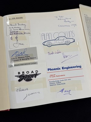 Lot Important historical multi signed Jaguar Sportscar book by key Jaguar people from 1970 to 1980 including Sir William Lyon’s
