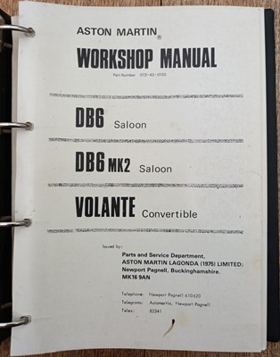 Lot Original Aston Martin DB6 Workshop Manual