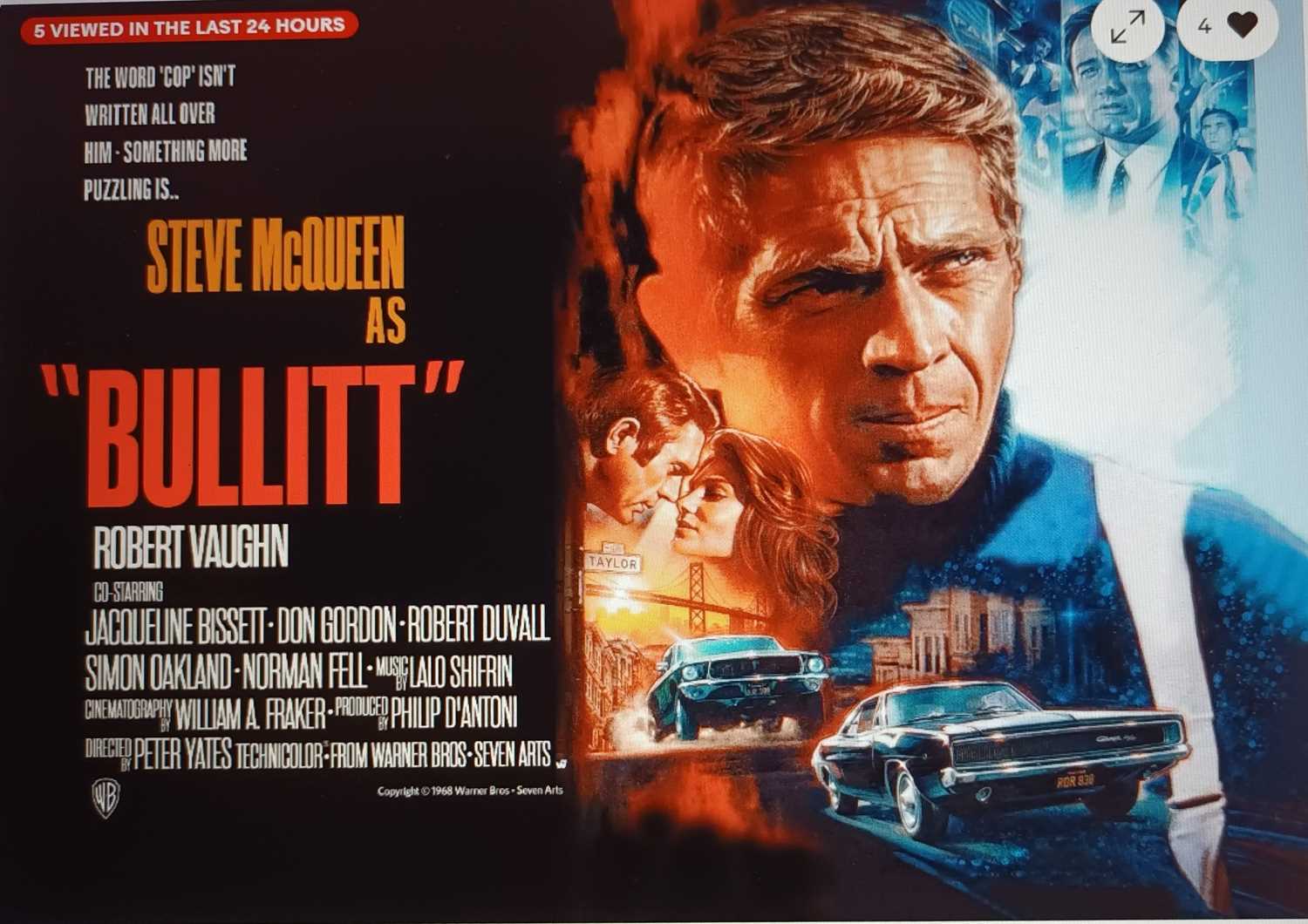 Lot Steve McQueen Bullitt Posters