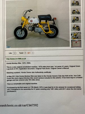 Lot 1970 Honda Z50A Monkey Bike