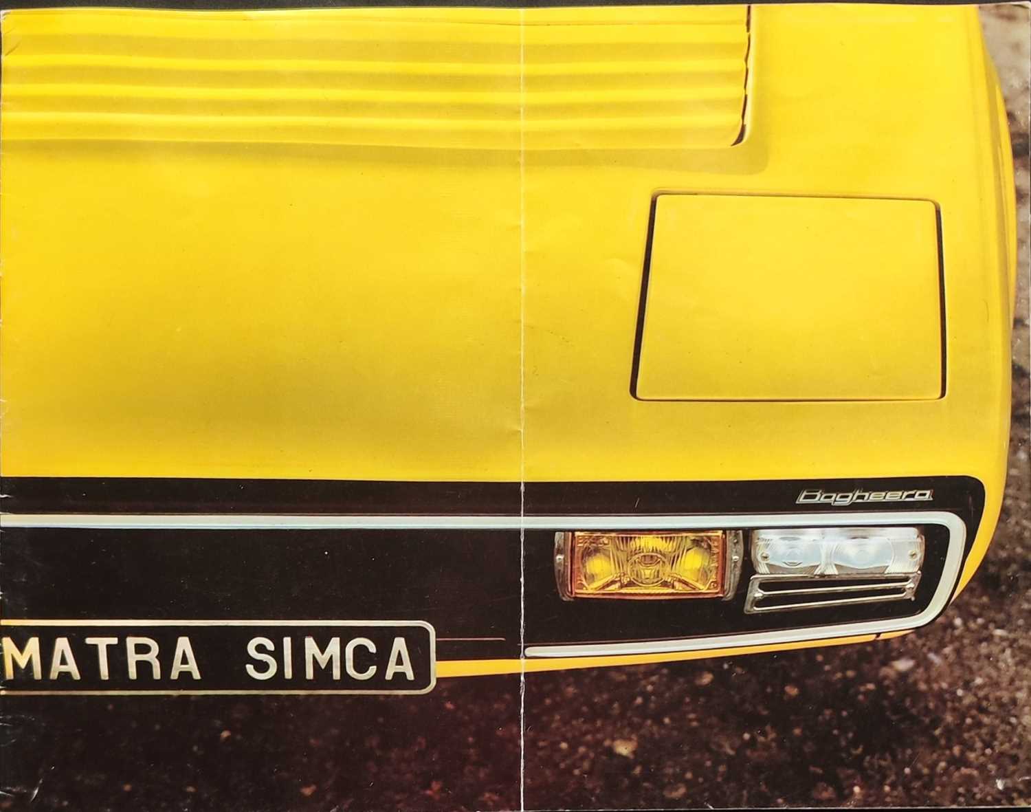 Lot Matra Simca Bagheera Brochure with Picture