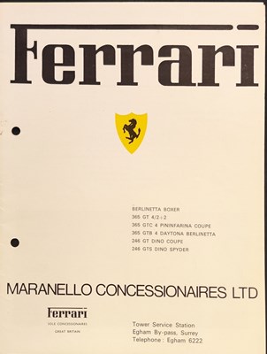Lot 69 - Maranello Concessionaires Ferrari Sales Catalogue (1970s)