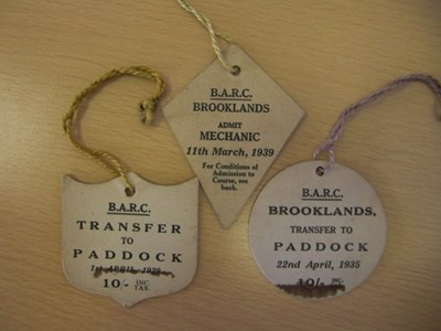 Lot A50 - ery rare 1929, 1935 and 1939 BARC Brooklands Entry passes