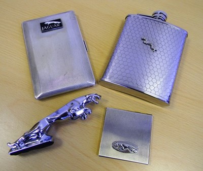 Lot 163 - A mixed Lot for the Jaguar collector including cigarette case and spirits flask