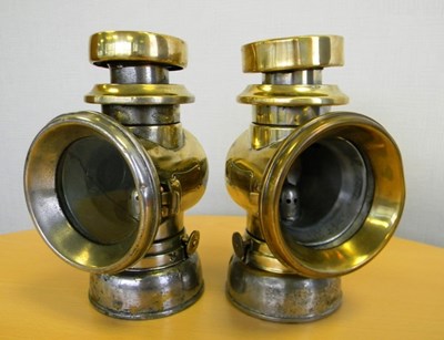 Lot 171 - A pair of veteran and Edwardian Motor Lamps by Joseph Lucas of Birmingham