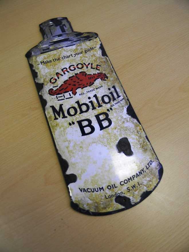 Lot 175 - Vintage Mobiloil Gargoyle 'Mobiloil BB' porcelain enamelled advertising sign