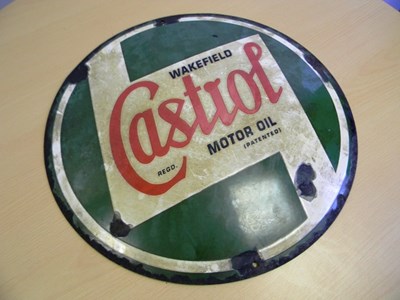 Lot 176 - Castrol circular shaped vintage porcelain metal advertising sign