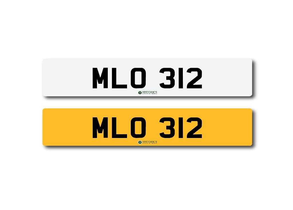 Click for high resolution Lot 183 - Number Plate  MLO 312