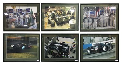 Lot 58 - 6 assorted framed pictures of Team Bentley at Le Mans featuring cars no 7 and no 8
