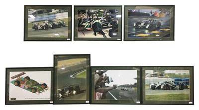 Lot 59 - 7 assorted framed pictures of Team Bentley at Le Mans featuring cars no 7 and no 8
