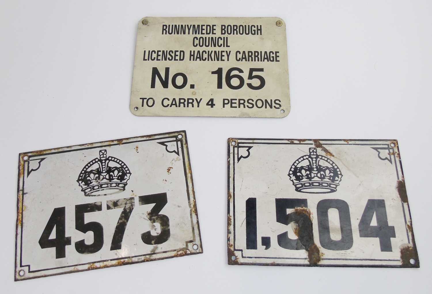 Lot 42 - Three London Taxi plates