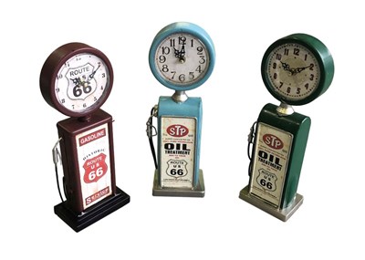 Lot 99 - Three small modern petrol pump clocks.