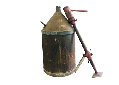 Lot 100 - A five gallon petrol can and a vintage car jack.