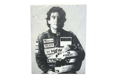 Lot 107 - A canvas print of the late Ayrton Senna