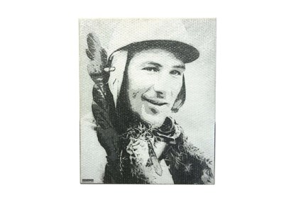 Lot 108 - A canvas print of the late Sir Stirling Moss