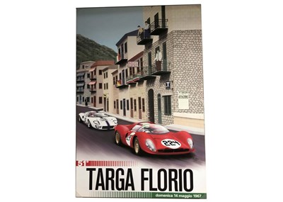 Lot 112 - Print showing a Ferrari and a Ford GT 40