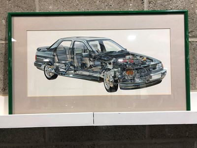 Lot 120 - An original artwork showing the 1980’s Ford Cosworth Sierra