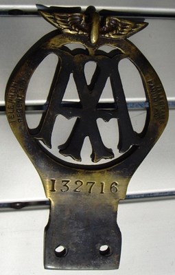 Lot 131 - Brass full members early AA badge