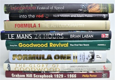 Lot 13 - Eight classic motor sport books to include, Goodwood Revival and Festival, Le Mans, Into the Red and others.