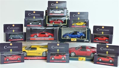Lot 22 - A collection of 14 Ferrari model cars in varying scales including F50, Dino, 250GTO, F40 and others.