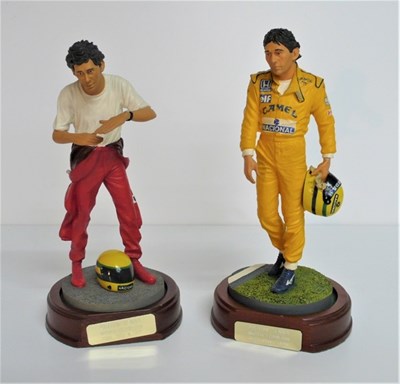 Lot 38 - Two 1/8 scale motor racing driver figures, both of Ayrton Senna.