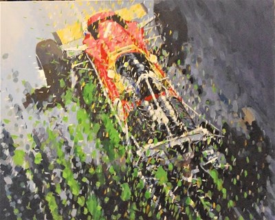 Lot 41 - A wonderful Simon Ward acrylic on canvas painting showing an overhead view of Graham