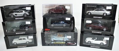 Lot 77 - Nine 1/43 scale Mercedes-Benz model cars including SLR-McLaren