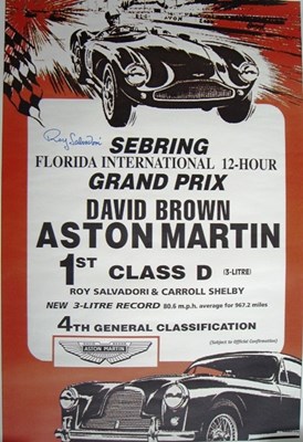 Lot 159 - Aston Martin 1955 Sebring victory  poster