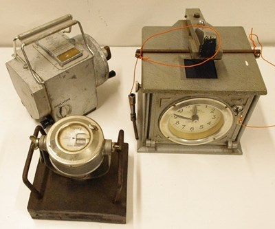 Lot 11 - An early MOT station brake tester, an early electrical tester and a national time recorder clocking in machine
