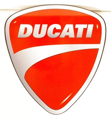 Lot 17 - A large laser cut metal Ducati motorcycle garage or showroom wall sign