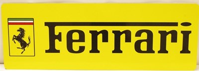 Lot 29 - A laser cut metal rectangular garage wall or showroom wall sign finished in yellow with Ferrari