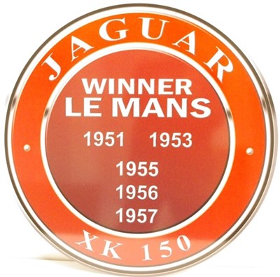 Lot 49 - A laser cut metal Jaguar garage or showroom wall sign in the form of the XK 120 bonnet badge