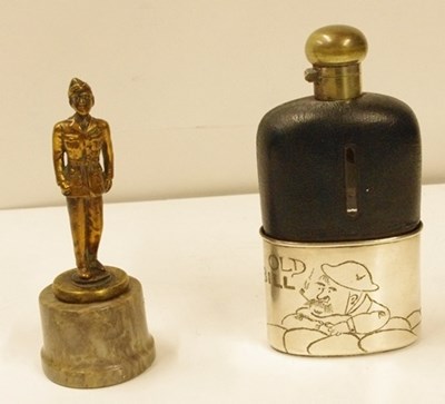 Lot 59 - An ‘Old Bill’ (First World War comic strip hero) by Bruce Bairnsfather hip flask