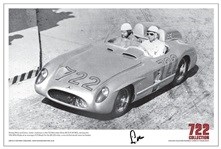 Lot 105 - A limited edition framed and glazed print showing Stirling Moss and Denis ‘Jenks’ Jenkinson in the number 722 Mercedes-Benz 300 SLR