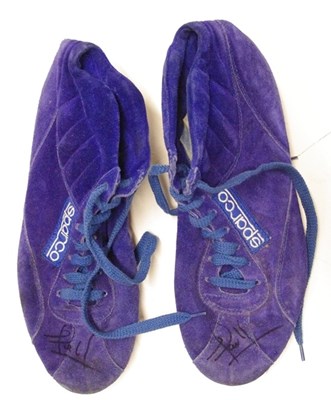 Lot 117 - A pair of Nigel Mansell’s race used Sparco driving shoes, signed by Mansell